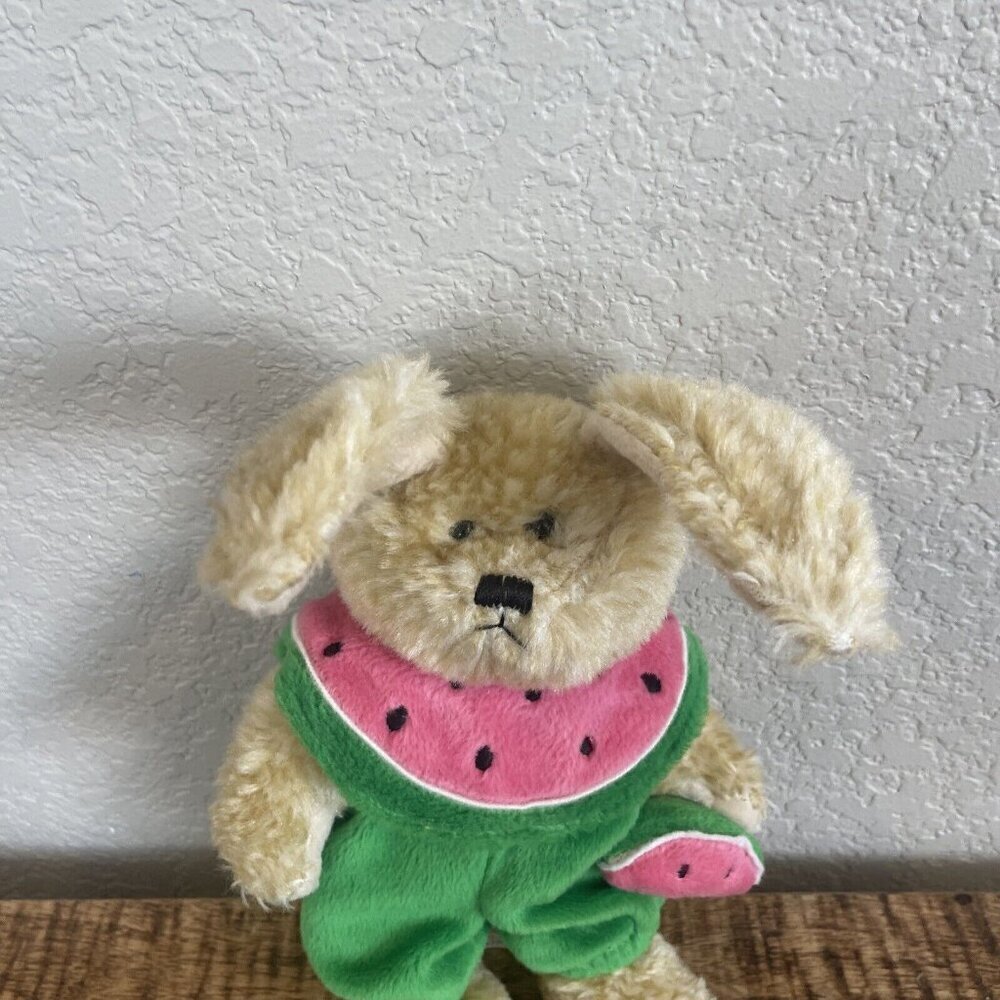 Hug Fun Bunny Rabbit Plush Stuffed Animal In Watermelon Outfit - Picture 2 of 8